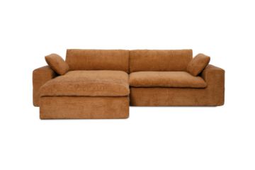 Picture of ELDEL Chenille Fabric Compressed Sofa with Ottoman (Brown)