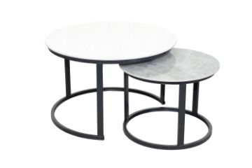 Picture of RADIUS Sintered Stone Table Top Nesting Coffee Table (Off White&Grey)