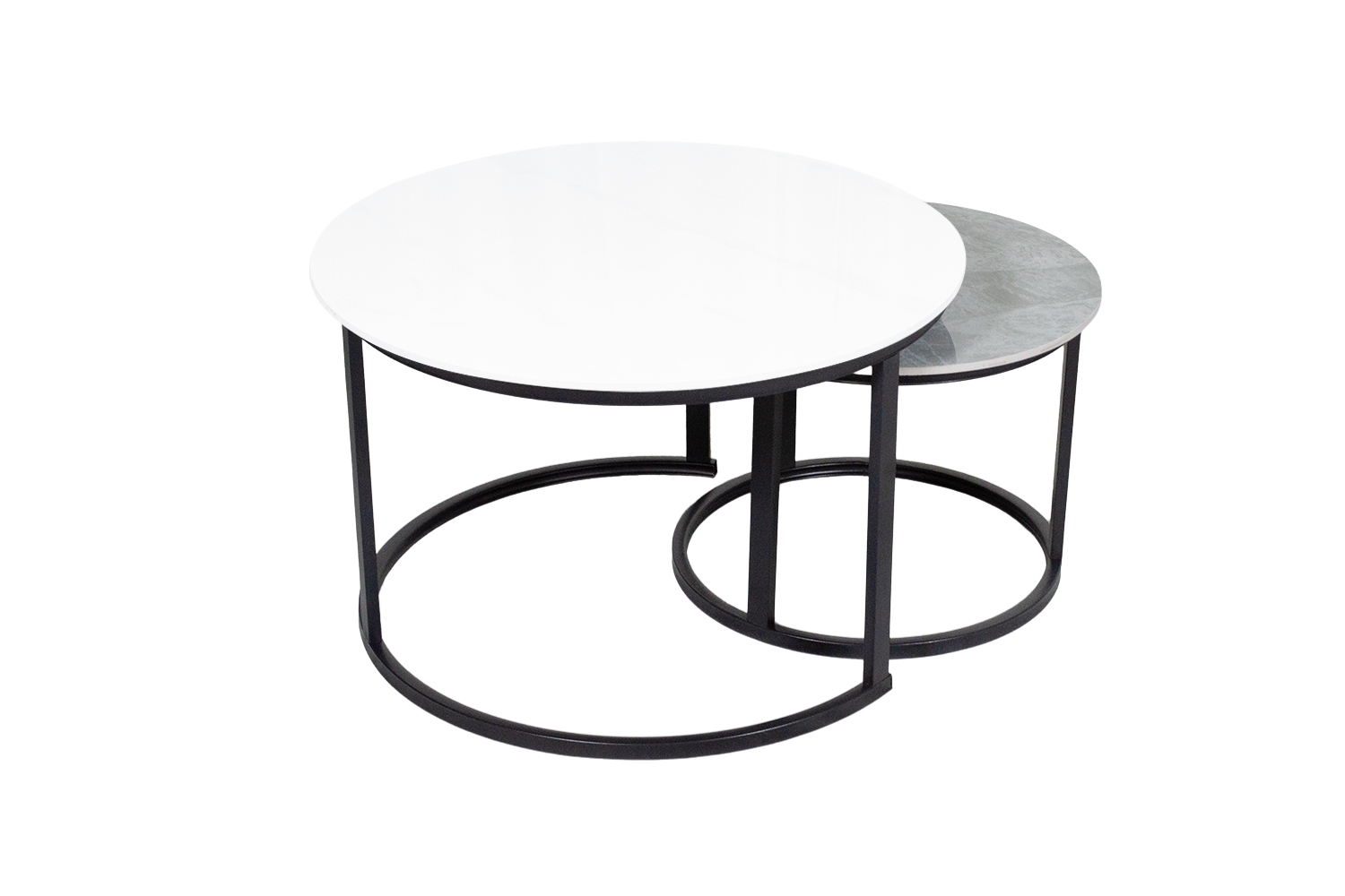 RADIUS Sintered Stone Table Top Nesting Coffee Table (Off White&Grey)