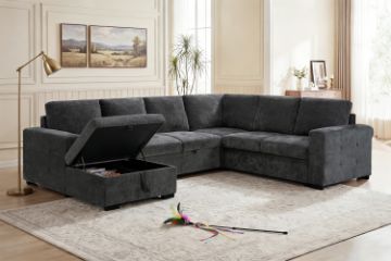 Picture of HENRIK U-Shape Tufted Sectional Sofa/Pull-Out Sofa Bed with Storage