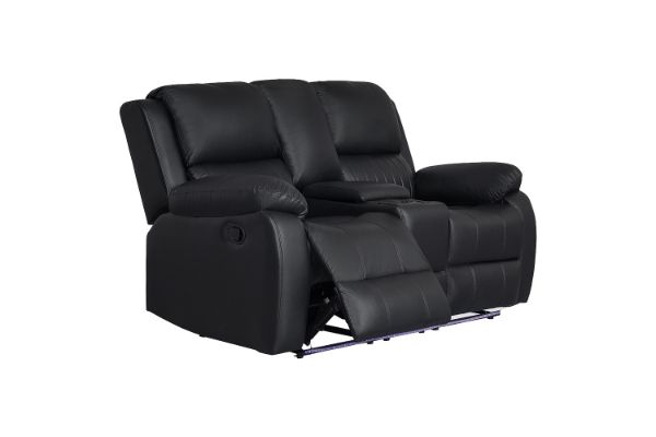 Picture of MARVIN Air Leather Manual Reclining Sofa Range (Black) - 2 Seat with Cup Holders and Storage (2RRC)