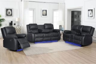 Picture of MARVIN Air Leather Manual Reclining Sofa Range (Black) - 3RRC+2RRC+1R Sofa Set