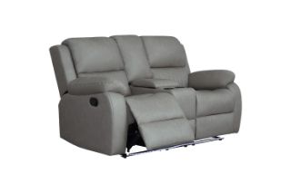 Picture of MARVIN Air Leather Manual Reclining Sofa Range (Grey) - 2 Seat with Cup Holders and Storage (2RRC)