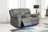 Picture of MARVIN Air Leather Manual Reclining Sofa Range (Grey) - 3 Seat with Drop Down Cup Holders & Wireless Charger (3RRC)