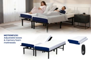 Picture of MOTIONFLEXI Electric Adjustable Bed Base with Memory Foam Mattress Set in Long Single/Queen/Split King Size