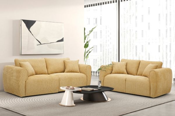 Picture of RIVANO 3/2 Seater Fabric Sofa Range (Yellow) - 3+2 Sofa Set