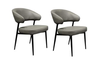Picture of LORENZA Air Leather Dining Chair (Light Grey) - 2 Chairs in 1 Carton