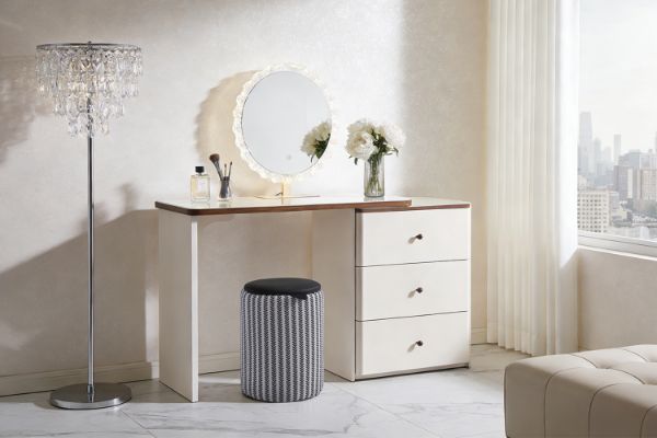 Picture of ELYSIA 3-Drawer Extension Dressing Table with LED Mirror and Makeup Stool Combo