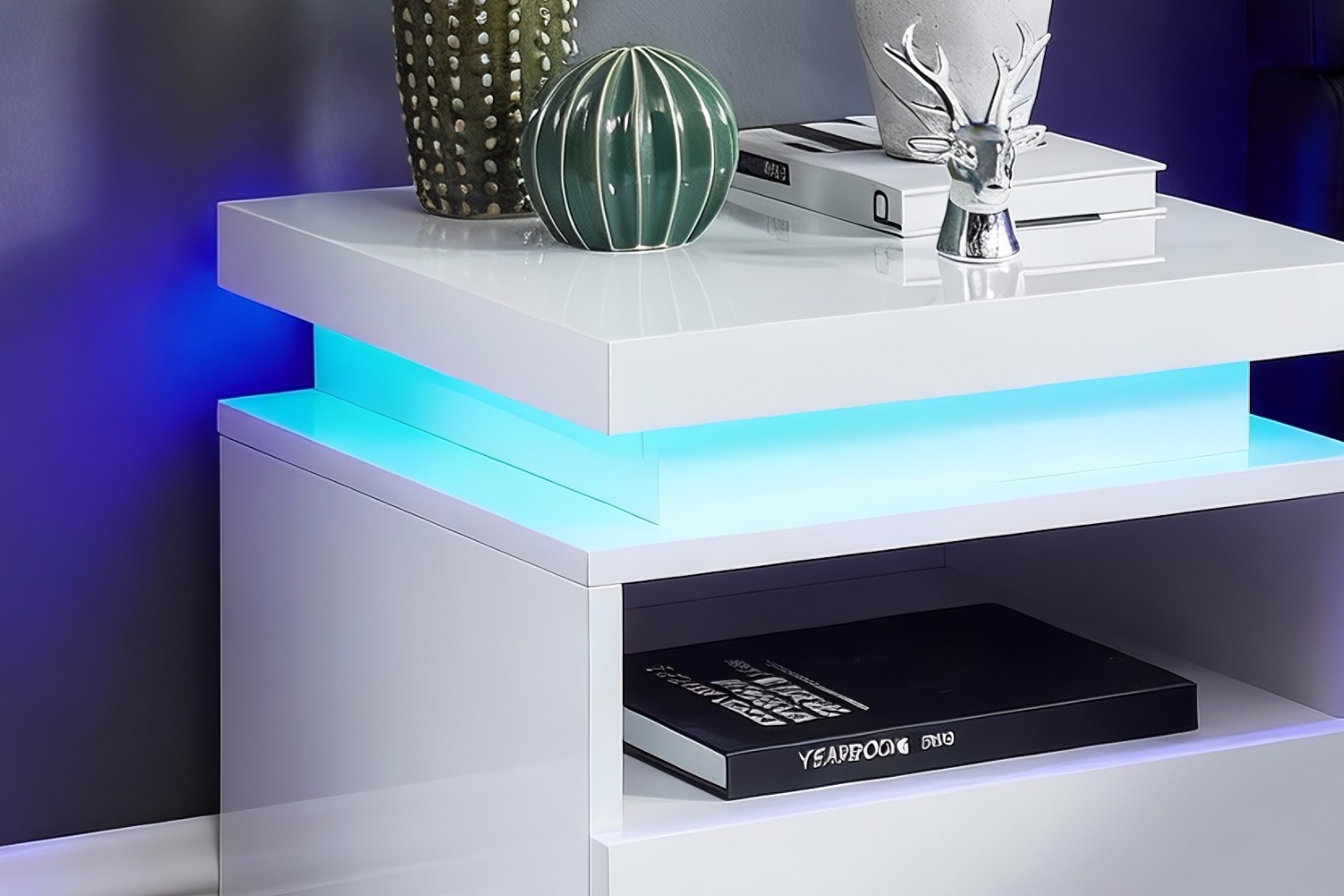 GLADE High Gloss Bedside Table with LED Lights
