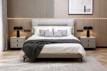 Picture of NORDICA Air Leather Bed Frame with Integrated Touch LED Light in Queen/King Size