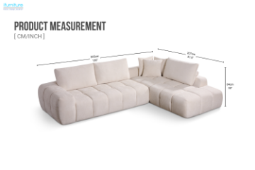 Picture of FABIEN Fabric Sectional Compressed Sofa (Beige) - Chaise Facing Right