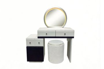 Picture of GLOW 3-Drawer Dressing Table with LED Mirror and NOOK Makeup Stool Set