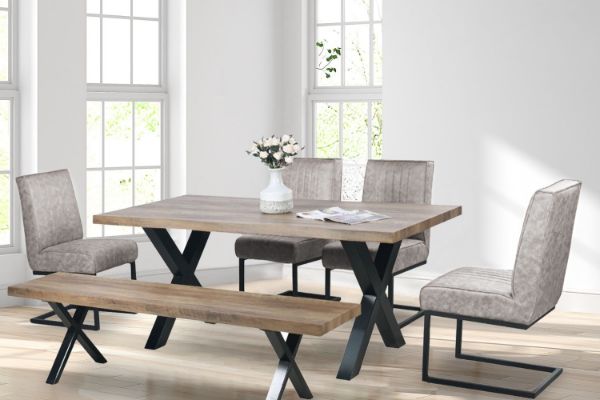 Picture of GALLOP Dining Set - 4 Dining Chairs (Without Arms) +1 Dining Bench + 1 Dining Table