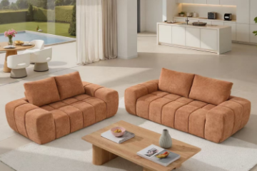 Picture of FABIEN 3/2 Seater Fabric Compressed Sofa Range (Brown) - 3+2 Sofa Set