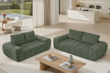 Picture of FABIEN 3/2 Seater Fabric Compressed Sofa Range (Green) - 3 Seater