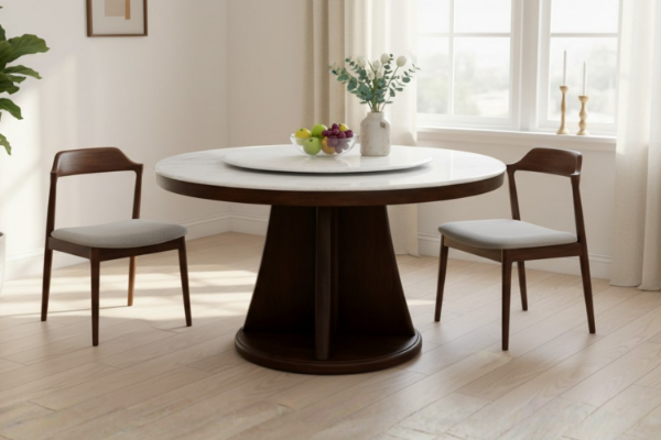 Picture of AURELIO D130 Microcrystalline Stone Top Round Dining Table with Lazy Susan