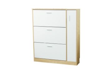 Picture of YORU 100 1-Door 3-Drawer Shoe Cabinet (Oak & White)