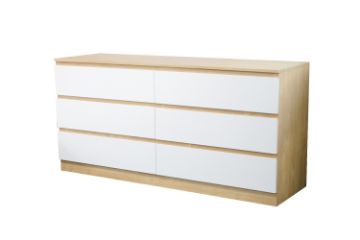 Picture of YORU 160 6-Drawer Tallboy/Dresser (Oak & White)