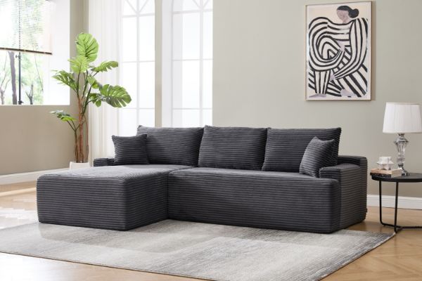 Picture of ASHFORD Fabric Sectional Compressed Sofa (Grey)