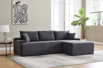 Picture of ASHFORD Fabric Sectional Compressed Sofa (Grey)