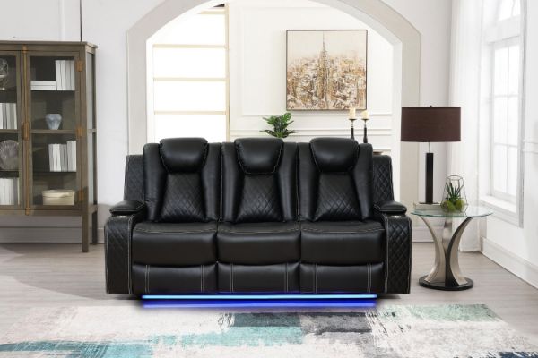 Picture of FAIRWAY Air Leather Dual Motor Reclining Sofa Range - 3 Seat with Drop-Down Console & Reading Light & USB Port, Pop-up Socket & Wireless Charging (3RRC)