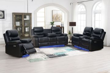 Picture of ORLANDO Air Leather Power Reclining Sofa Range with Console & Cup Holders & Storage & Bluetooth Speaker & USB Charging Port & LED Lighting