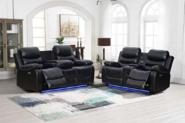 Picture of ORLANDO Air Leather Power Reclining Sofa Range with Console & Cup Holders & Storage & Bluetooth Speaker & USB Charging Port & LED Lighting