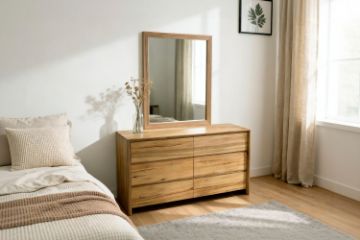 Picture of BRITTON 6-Drawer Australian Marri Hardwood Dresser with Mirror