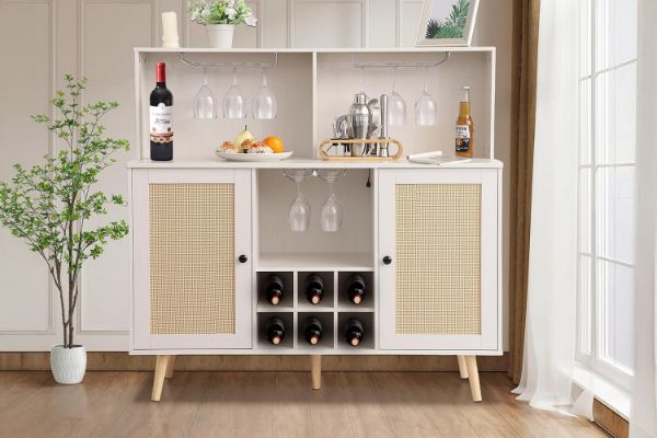 Picture of NORLEN 2-Door Bar Cabinet/Buffet with LED Lighting