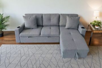 Picture of [FLOOR MODEL CLEARANCE] FULLTON Reversible Sofa/Sofa Bed with Storage and Cup Holders