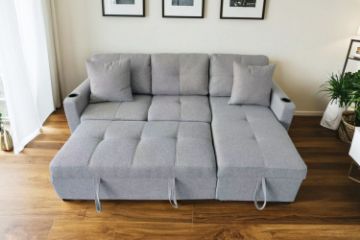 Picture of [FLOOR MODEL CLEARANCE] FULLTON Reversible Sofa/Sofa Bed with Storage and Cup Holders