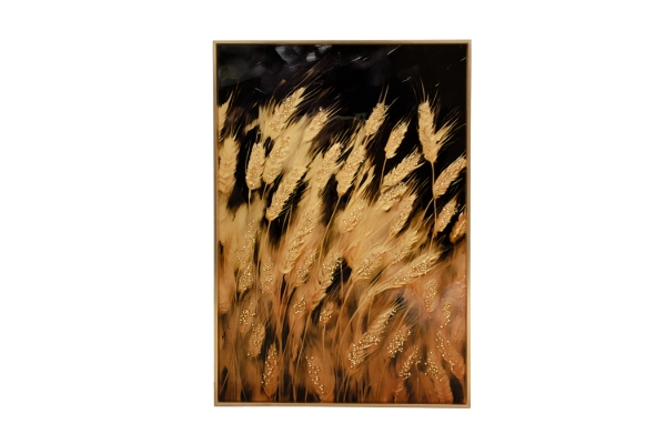 Picture of 357-004 Decorative Wall Art with Golden Frame (40×60cm) - Wheat Ear