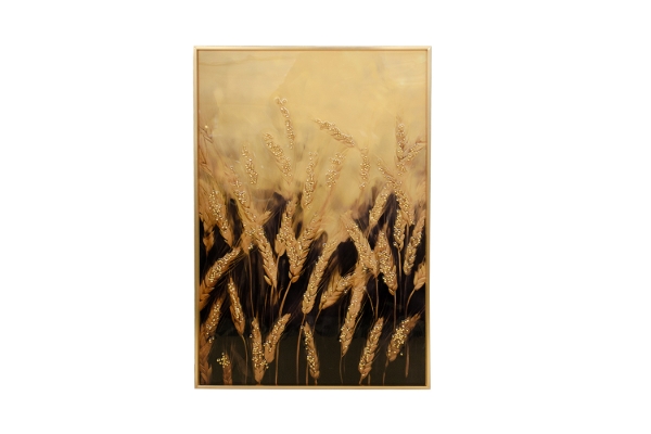 Picture of 357-005 Decorative Wall Art with Golden Frame (40×60cm) - Wheat Ear