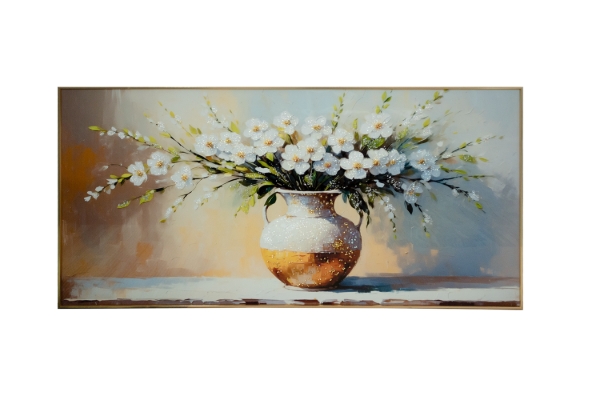 Picture of 357-011 Decorative Wall Art with Golden Frame (120x60cm) - Bouquet