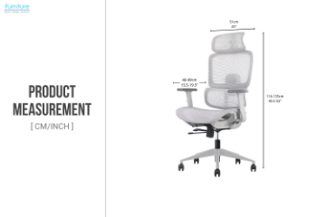 Picture of FLEXO Height Adjustable Mesh Seat Office Chair with Adjustable Headrest & Backrest, Seat Slider (Grey)