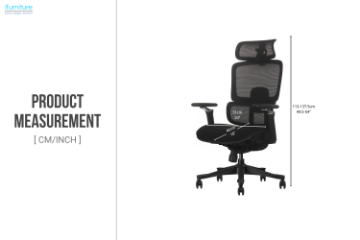 Picture of FLEXO Pro Height Adjustable Mesh Office Chair with Adjustable Headrest & Backrest, 5D Armrests and Seat Slider (Dark)