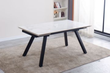 Picture of DALTON 1.6M-2.2M Extension Glossy Sintered Stone Top Dining Table
