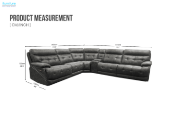 Picture of SOMNIX Air Leather Zero Gravity Dual Motor Power Reclining Sectional Sofa with Storage Console & Cup Holders & USB, Type-C Ports (Charcoal)