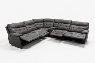Picture of SOMNIX Air Leather Zero Gravity Dual Motor Power Reclining Sectional Sofa with Storage Console & Cup Holders & USB, Type-C Ports (Charcoal)