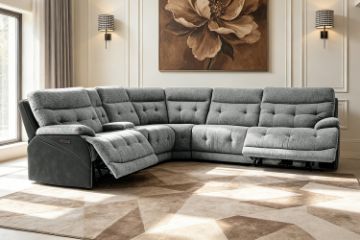 Picture of SOMNIX Zero Gravity Dual Motor Power Reclining Sectional Sofa with Storage Console & Cup Holders & USB Type-C Ports (Grey)