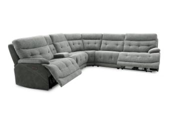 Picture of SOMNIX Zero Gravity Dual Motor Power Reclining Sectional Sofa with Storage Console & Cup Holders & USB Type-C Ports (Grey)