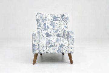 Picture of LUNORA Blue Accent Armchair/Sofa Chair with Floral Inner Seat