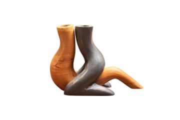 Picture of 650-052 Solid Teak Wood Candle Holder Set (25x11x17cm)