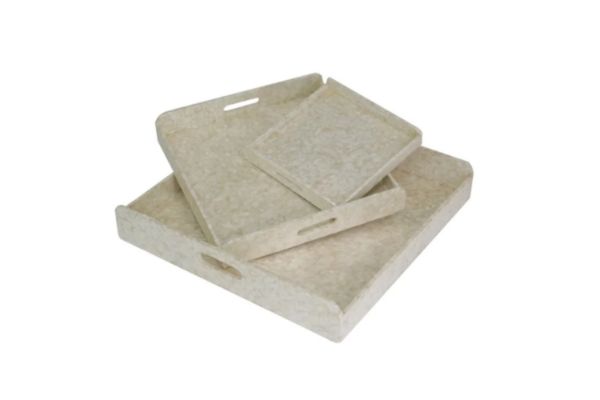 Picture of SATYA Capiz Shell Square Tray - Set of 3