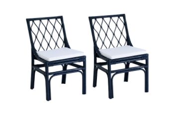 Picture of BRIGHTON Teak Wood & Rattan Dining Chair (Navy Blue)