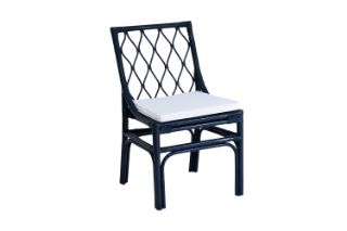 Picture of BRIGHTON Teak Wood & Rattan Dining Chair (Navy Blue) - Each