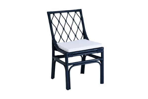 Picture of BRIGHTON Teak Wood & Rattan Dining Chair (Navy Blue) - Each