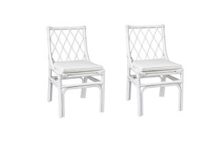 Picture of BRIGHTON Teak Wood & Rattan Dining Chair (Off White) - 2 Chairs in 1 Carton