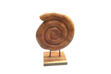 Picture of 650-042 Round Spiral Shell Solid Teak Wood Decorative Sculpture (32cmx51cm)