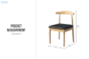 Picture of HORN Solid Wood Frame Dining Chair with Black Cushion (Natural Color) - Each